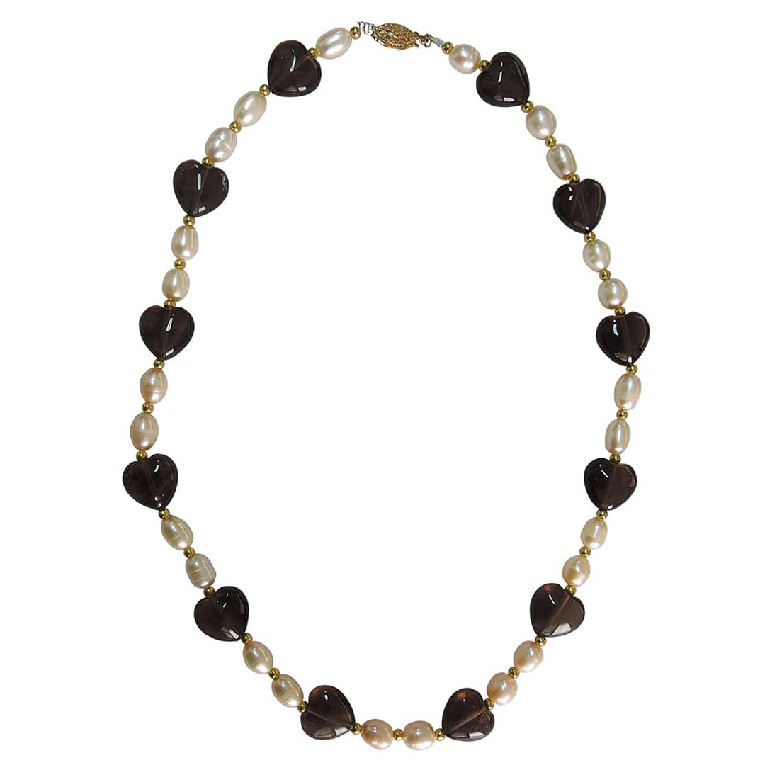 Freashwater Pearl and Smokey Quartz Beads 18" Necklace