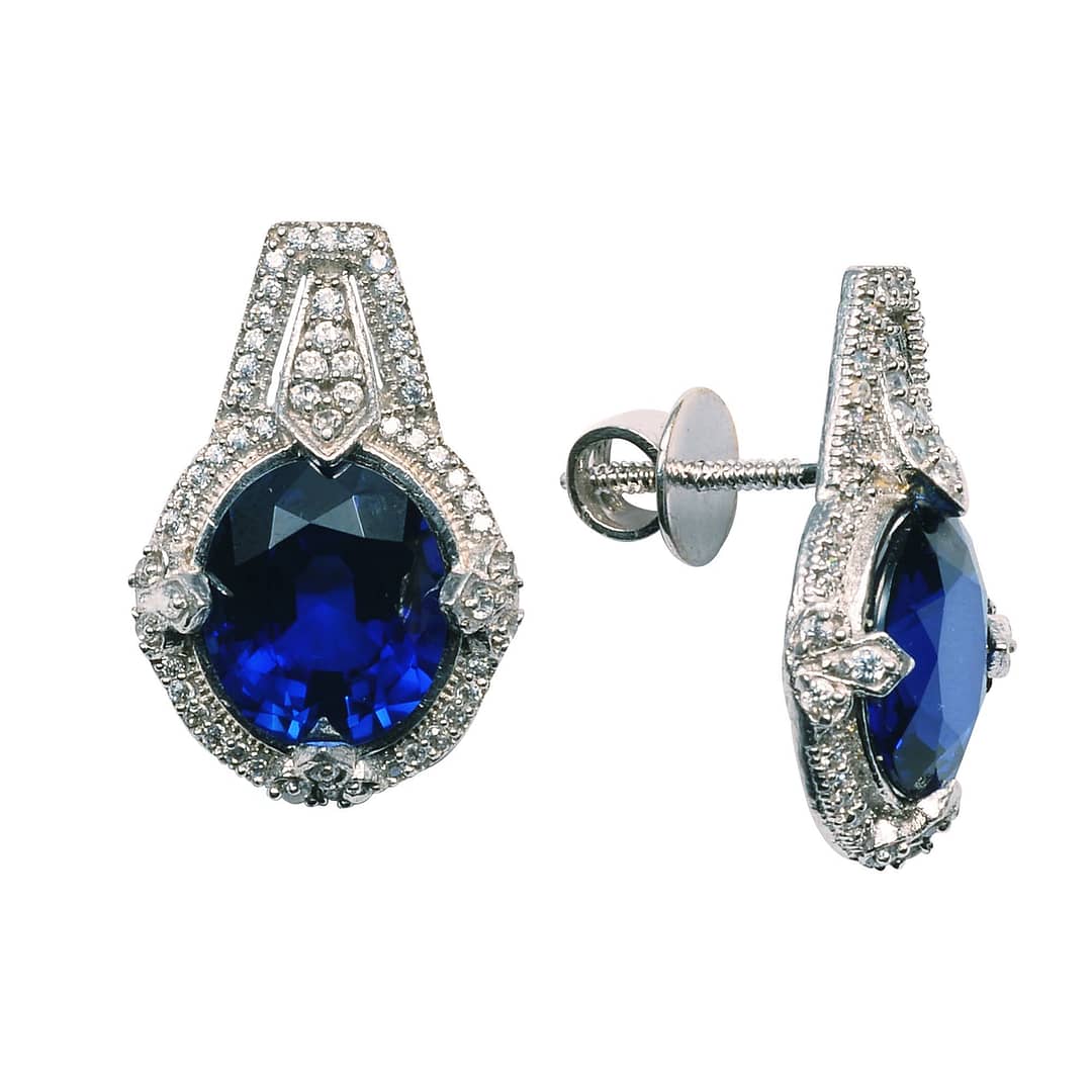 925 Sterling Silver Blue Hydro Oval Cut Earrings for Women