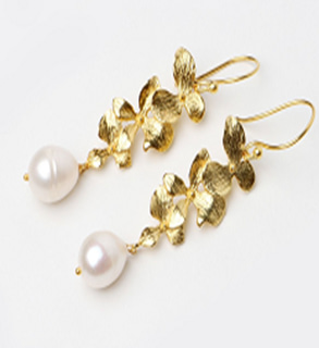 Brass Gold Plated Earrings With Pearl