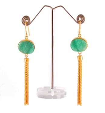 Brass Gold Plated Earring With Druzy