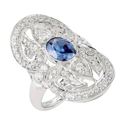 Cubic Zirconia Ring with Tanzanite Hydro