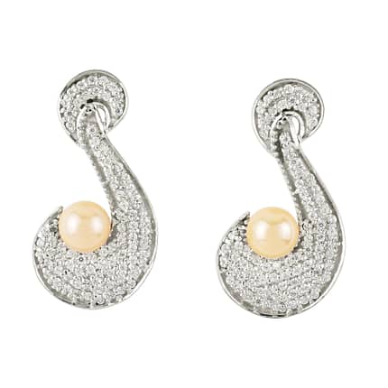 Curl Earrings with Pearls & Cubic Zirconia