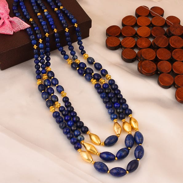 beads necklace, gemstone necklace, lapis lazuli necklace
