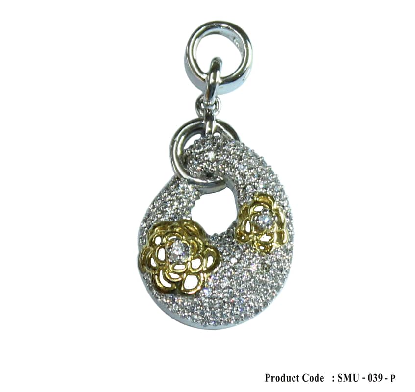 Cubic Zirconia Gold Plated Oval Pendant